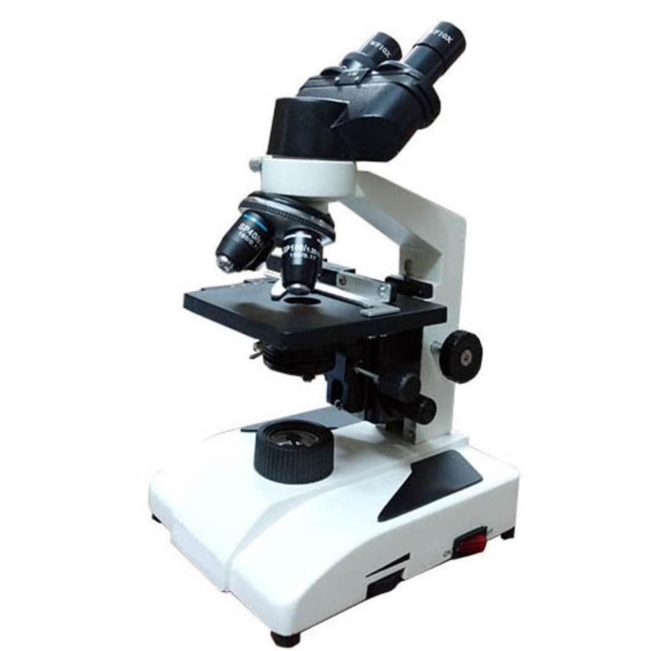High School Microscope - Focusing: Separate; Monocular Head; Objectives: 4X, 10X, 40X (R), 100X (R) Oil