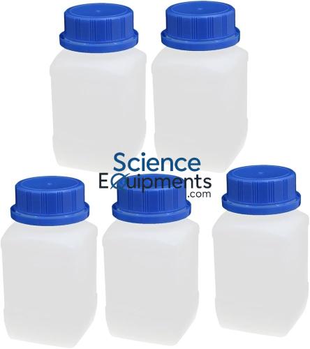 Square bottle with coloured cap, HDPE