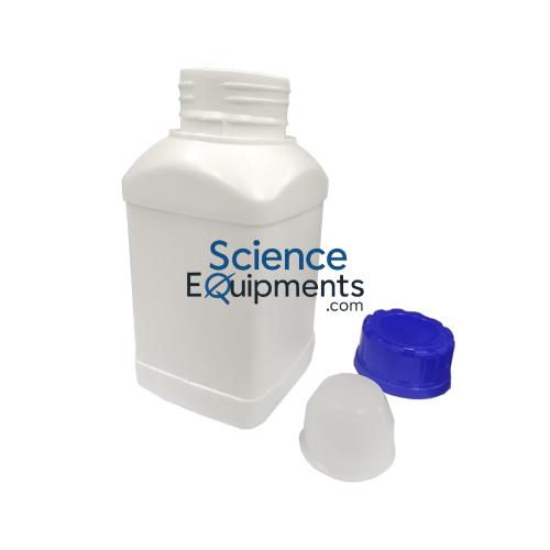 Square bottle with wadded cap, HDPE